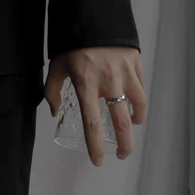 Кольцо Mobius Wave из серебряного сплава с открытым кольцом для женщин, простые ретро-мужские ювелирные изделия, трендовые аксессуары