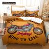 Motorcycle Duvet Cover Set Dirt Bike Extreme Sports Theme For Boy Girl Motocross Racer Polyester Bedding Set King Queen Size