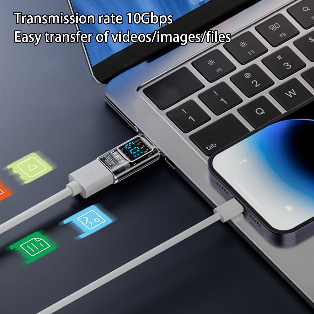 Адаптер USB3.2 с цифровым дисплеем 4K@60Гц USB-C OTG для iPhone16 15 Pro Max Samsung iPad PC Ноутбук Быстрая зарядка 36Вт/PD-60Вт Синхронизация данных