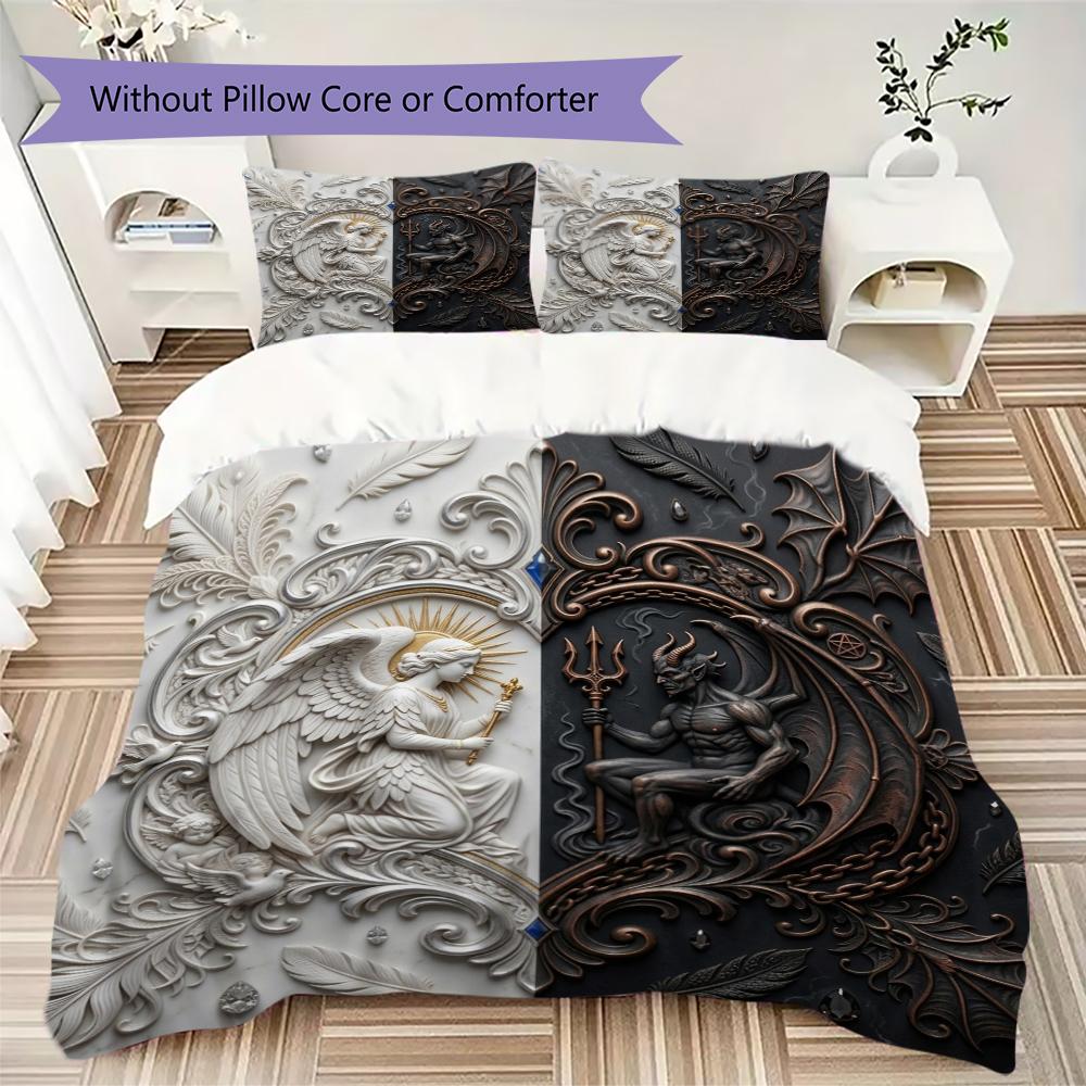 Gorgeous B&W Pattern Bedding uilt Set uilt Cover Pillowcase Home Decoration Birthday Gift (1 * duvet cover + 2 * pillowcase without core)39