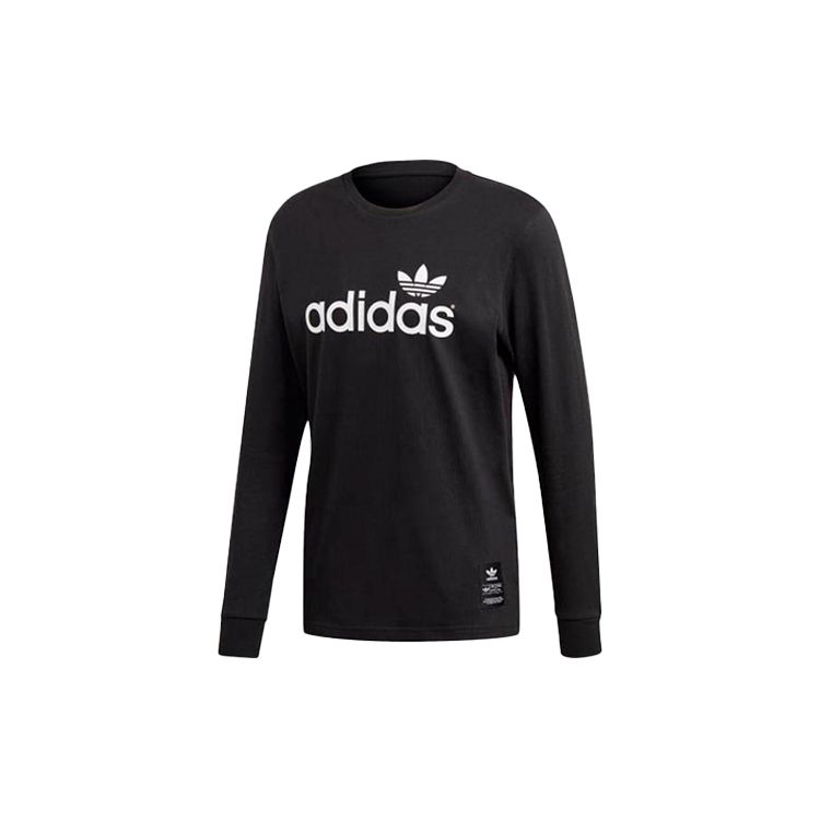 adidas Повседневная универсальная спортивная футболка с логотипом и длинным рукавом, мужские топы, черный FM3391