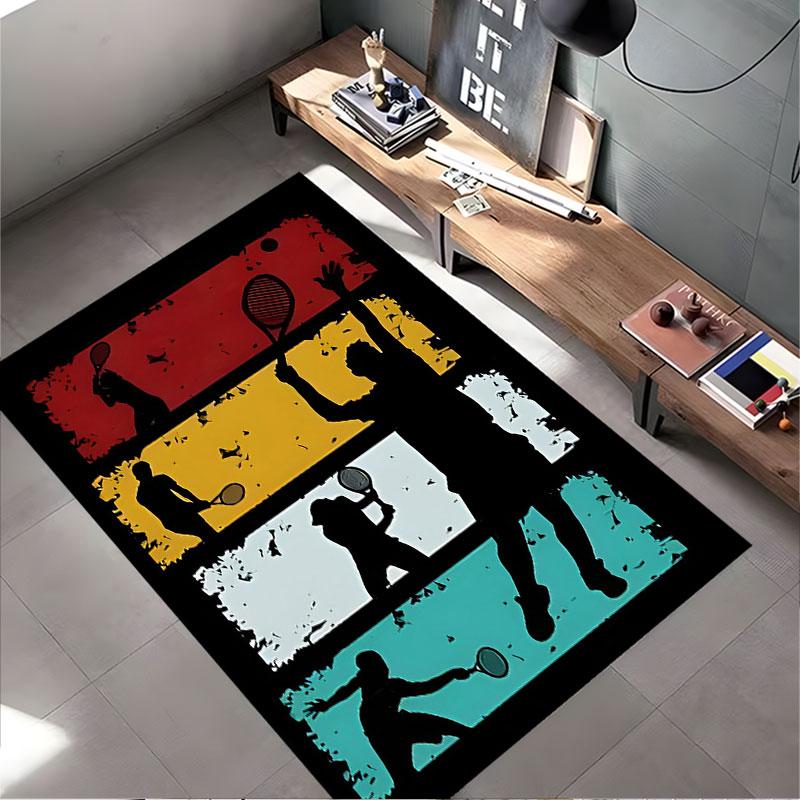 Tennis Players Silhouette Design suitable as a non-slip mat for the living room or bedroom sofa