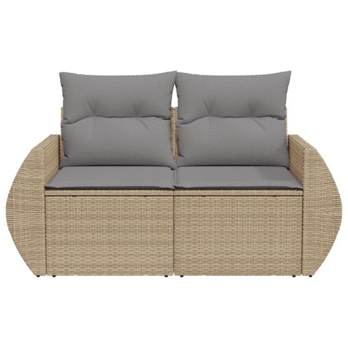 VidaXL Canapé de jardin avec coussins 2 places beige résine tressée 366107