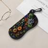 2D-Vintage Botanical Floral Print Sunglasses Case, Protective Zipper Eyeglasses Pouch, Stylish Nature Theme Eyewear Holder Case for Women Travel Gift