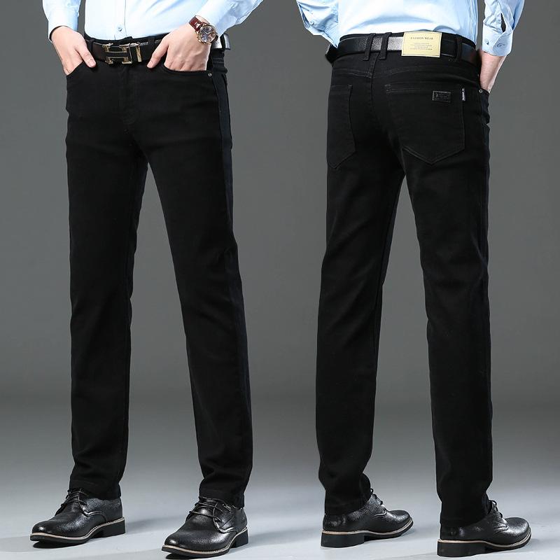Мужские брендовые джинсы высокого качества, модные повседневные брюки в классическом стиле, облегающие брюки, мужские брендовые расширенные эластичные прямые брюки, большой размер