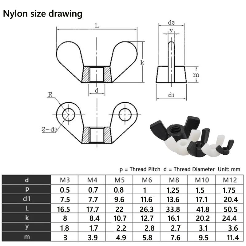 5-25 шт. M3 M4 M5 M6 M8 m10 Нейлон/304 Нержавеющая сталь Гайка с затяжкой вручную Гайка-бабочка Слиток Гайка-барашек Гайки