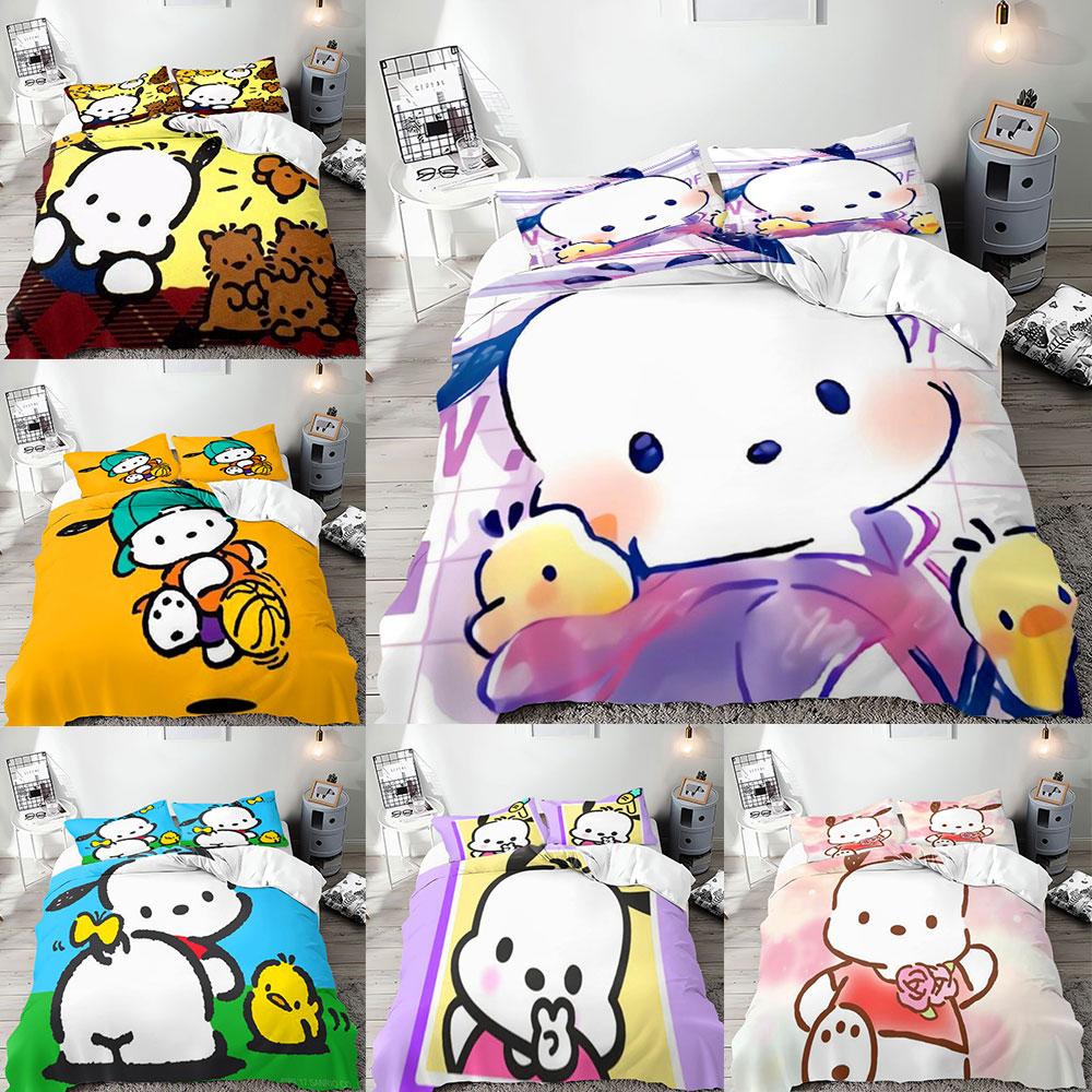 Постельное белье с 3D-принтом Pochacco, комплекты: одеяло, покрывало, пододеяльник, наволочки, 2-3 предмета, декор для детской и взрослой спальни