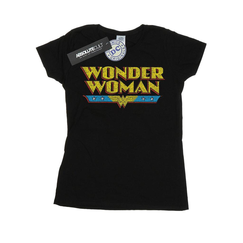DC Comics Womens/Ladies Wonder Woman Crackle Logo Cotton T-Shirt