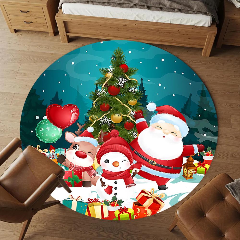 1pc Christmas Santa Claus Round Chair mat Area Rug - Non-Slip, Floor Mat for Office, Bedroom, and Indoor Decor c1125230