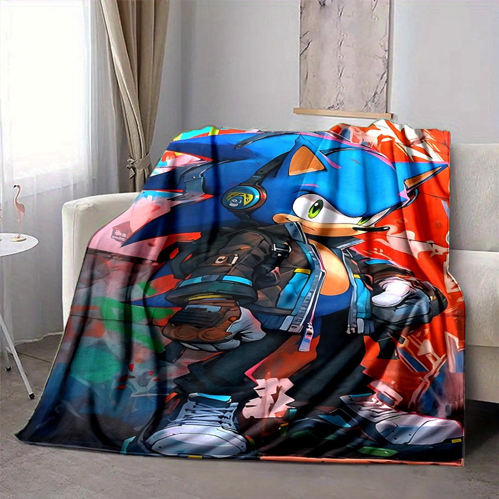 1pc Sonic Urban Flannel Blanket, Soft Skin Friendly with Digital Printing, Various Sizes Available for Family, Friends, Birthday