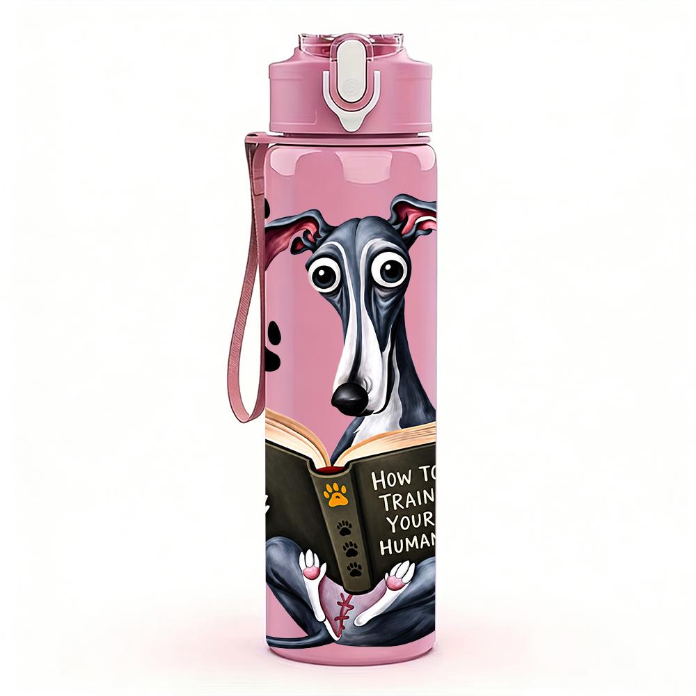 1PC Reading Greyhound Dog 750ml Color Plastic Sports Water Bottle Leakproof Flip Straw Lid Suitable for Sports Office Home Use