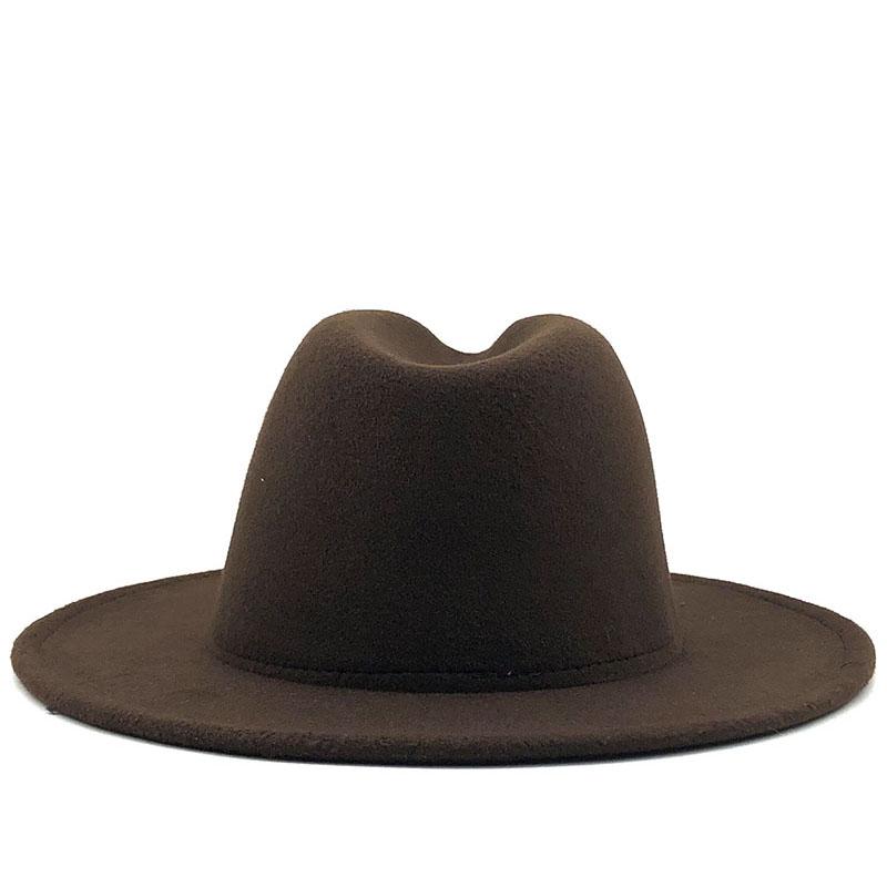 Кофейно-красный Лоскутный Шерстяной Фетр Джазовая Шляпа Федора Женская Панама Унисекс с Широкими Полями Партия Трилби Ковбойская Кепка Мужская Свадебная Шляпа Джентльмена XL
