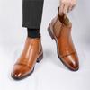 Мода Мода Мужские Черные Коричневые Заостренные Деловые Повседневные Ботильоны Мужские Зимние Высокие Новинка Удобные Кожаные Ботинки Челси