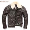 Chinese Size MAPLESTEED Genuine Cowhide Leather Jacket Men Zipout Liner Detachable Flight Jacket Men Winter Coat Fur Collar