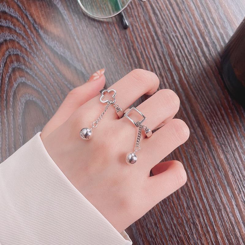 BF CLUB 925 Sterling Rings for Women Simple Geometric Handmade Irregular Retro Ball Tassel Ring Allergy For Birthday Gift
