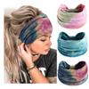 Tie Dye Wide Knotted Headbands for Women Vintage Turban Headwrap Girls Hair Bands Accessories Elastic Bandanas Bandage Cotton Headscarf