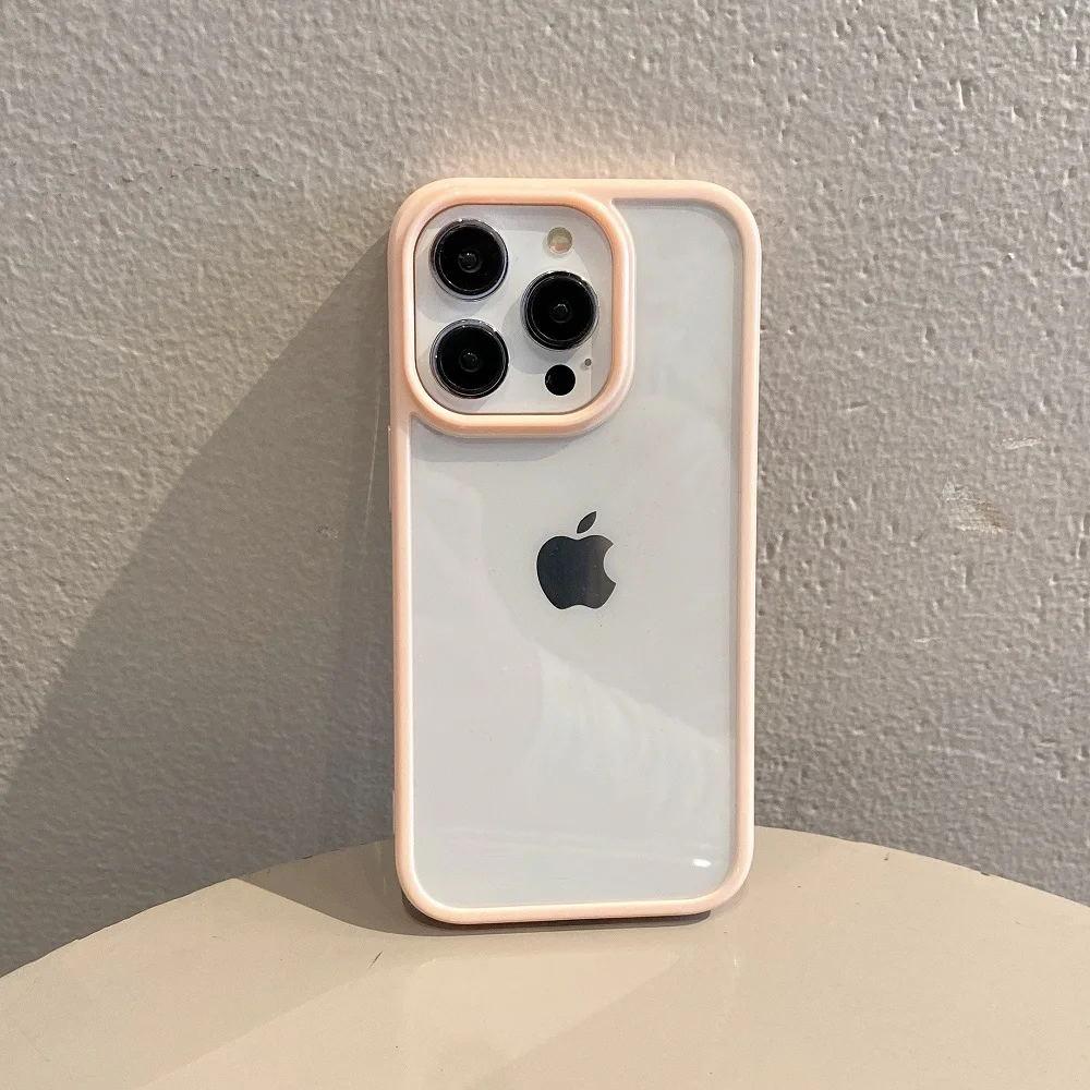 Прозрачный чехол-бампер конфетного цвета для iPhone 16 Pro Max 15 14 13 12 11 XR XS X 7 8 Plus mini SE3 Мягкий противоударный чехол