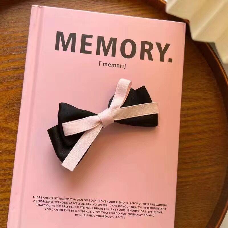 Милая розовая заколка-бантик из ленты: Новая корейская черная заколка-утконос для девчачьей челки