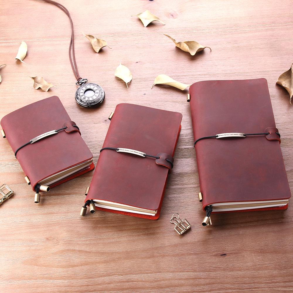 Genuine Leather Retro Traveler Notebook - Crazy Horse Finish, High-end Business Planner with Engraved Logo