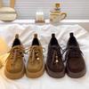 Ретро Лоферы на шнуровке с небольшой платформой для женщин 2025 Осень Новые Повседневные Универсальные на толстой подошве Бокен Обувь Одинарная обувь