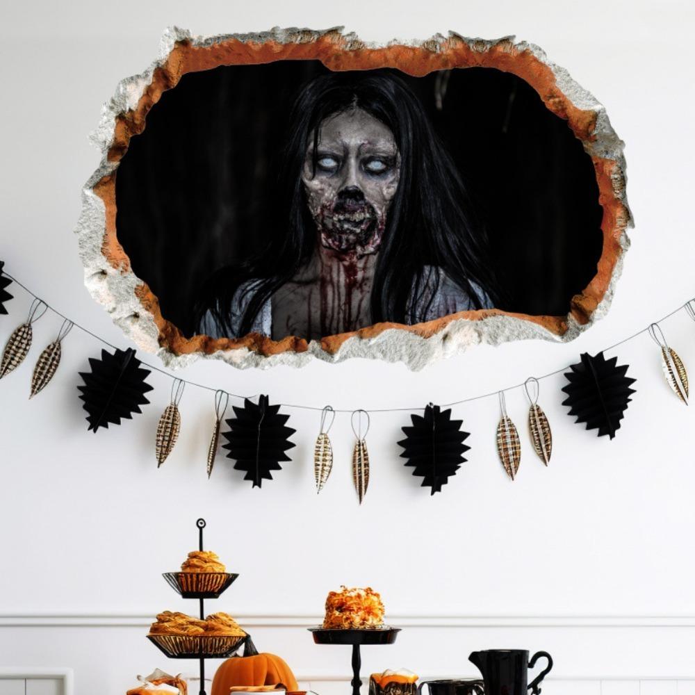 PVC Broken Design Wall Decal Realistic Door Sticker Halloween Ghost Wall Sticker Prank
