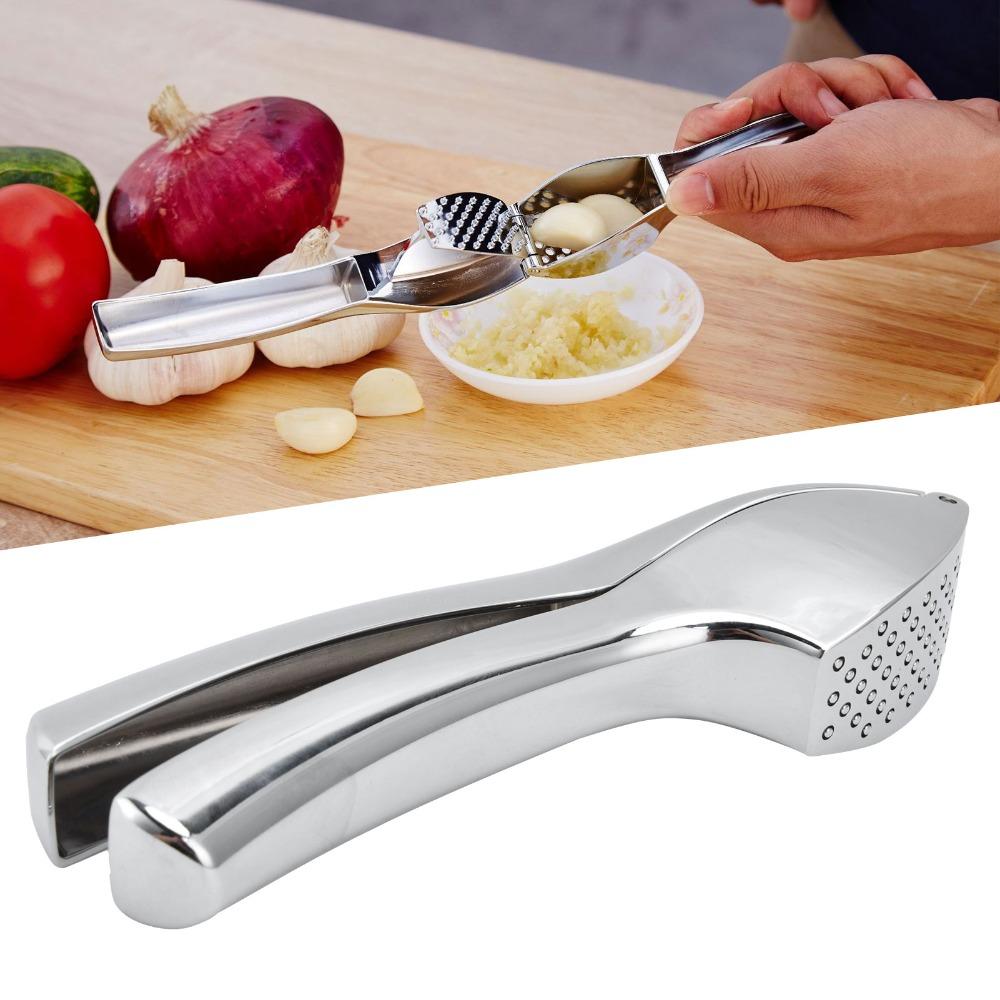 Easy to Use Garlic Press Crusher Silver Garlic Squeeze Press Garlic Mincer Tool Home Cooking