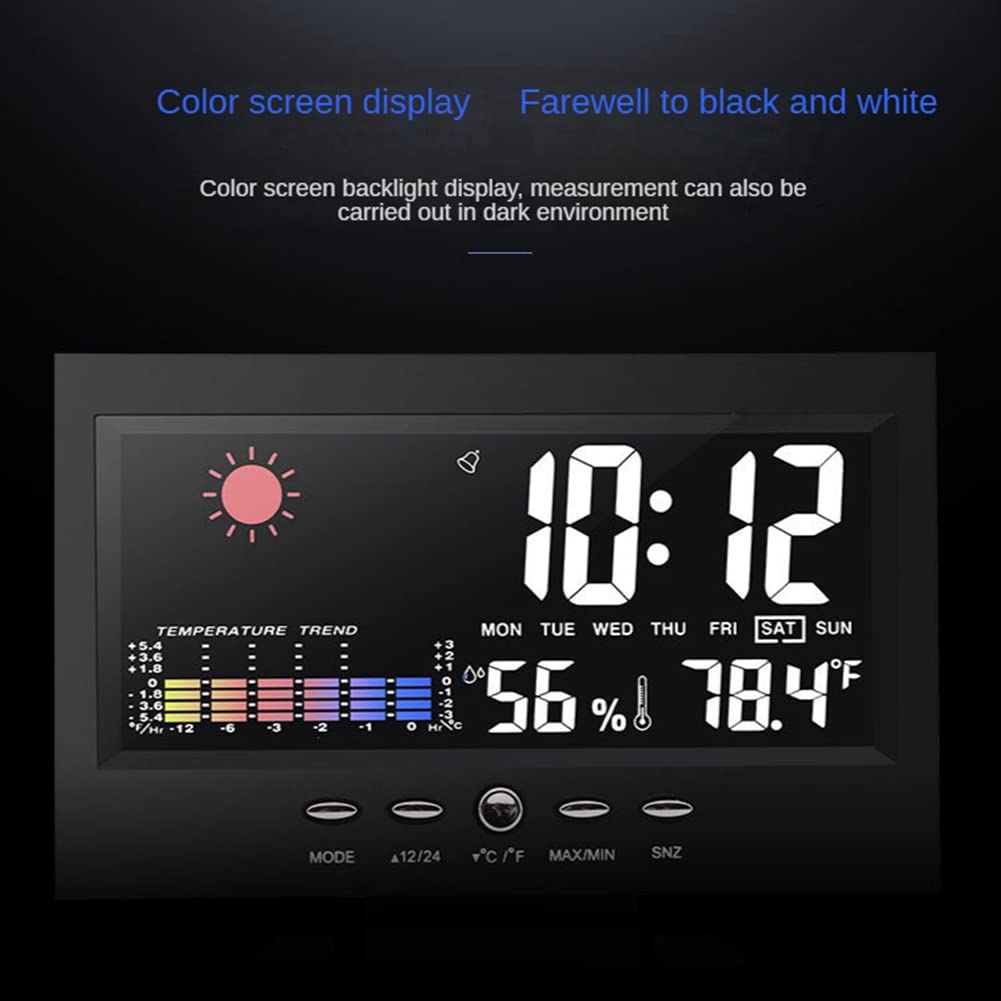 Xsdjasd 1 Набор Цифровой Будильник с Цветным LCD-Экраном, Станция Прогноза Погоды, Отображение Температуры, Влажности, Времени, Даты, Часы, Домашние, Пластиковые