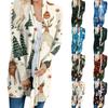 Women's Fashionable And Casual Christmas Printed Mid Length Cardigan Long Sleeved Jacket