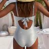 Однотонный женский цельный купальник на бретельках Купальные костюмы Юбка-накидка Пляжная одежда Спина с вырезом Купальник Праздничный образ