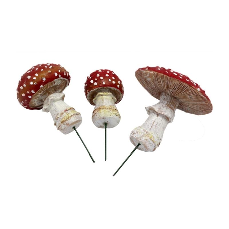 3pcs Artificial Mini Mushroom Model Luminous Garden Stakes Fairy Garden Plant Miniatures Terrarium Yard Signs Decoration