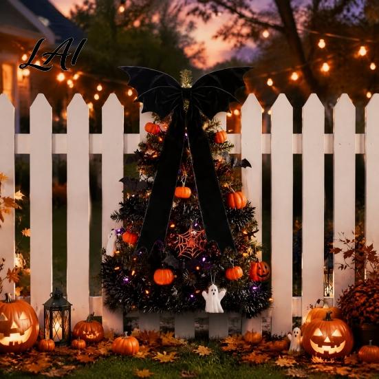 Decorative Ornaments for Porch Halloween Bat Bow Garden Decor Christmas Tree Topper Hanging Ornament Party Spooky Holiday Decoration Indoor Outdoor