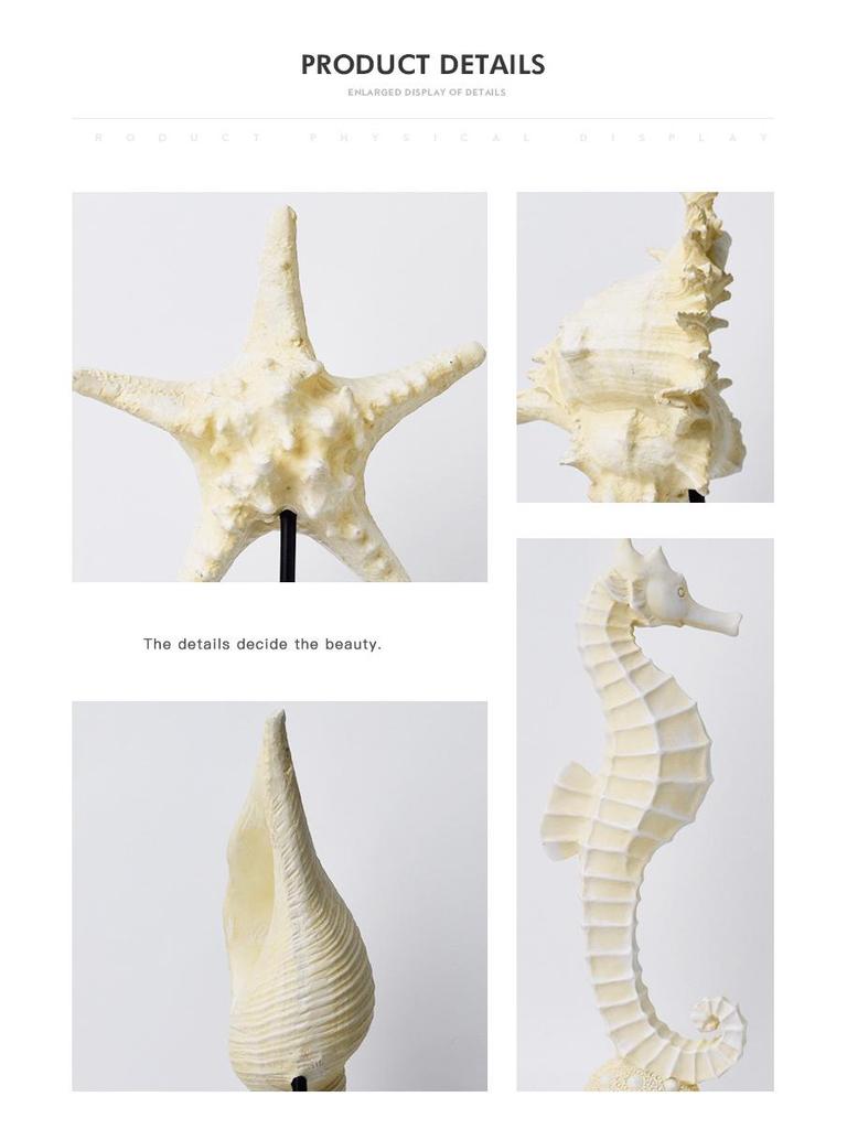 Ocean-Themed Mediterranean Decorations: Starfish, Seahorse, and Conch for Living Room or Restaurant