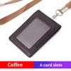 Luxury Business Work ID Badge Holder with Lanyard Multiple Card Slots Staff Office Supplies Genuine Leather Men and Women Name Tag Bus Card Holders