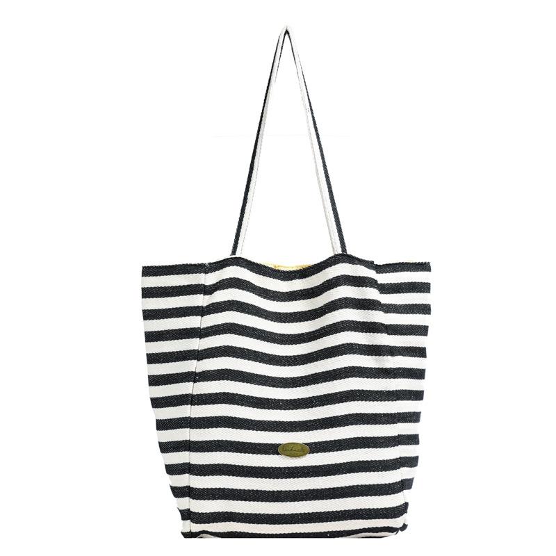Персонализированная полосатая износостойкая холщовая сумка 2024 года, новая корейская сумка для отдыха, модная сумка через плечо большой вместимости
