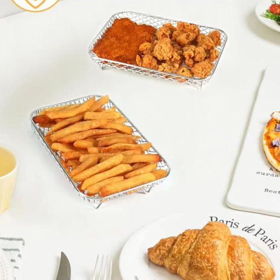 3Pcs Air Fryer Rack Stackable Dehydrator Racks Stainless Steel Basket Tray Accessories for Oven Microwave Baking Roasting