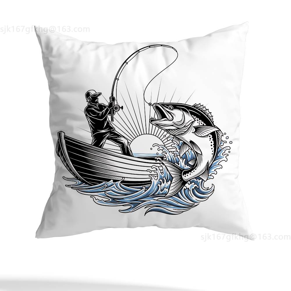 Fishing Master Pillow Case Anti-dustmite Pillowcase Invisible zipper silky short plush Sofa cushion cover