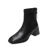Classic Winter Autumn Ankle Boots Women's Fashion Thick Heel Square Toe Boots Casual Low Heel Sexy Retro Winter Boots
