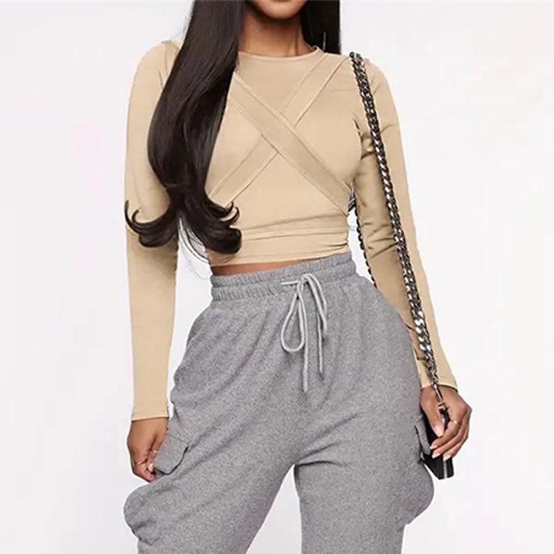 Женский летний тонкий бандажный корсет с круглым вырезом и длинными рукавами