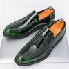 Fashion Luxury Designer New Green Red Tassels Patent Leather Casual Shoes For Men Slip On Loafter Formal Wedding Dress Homecoming