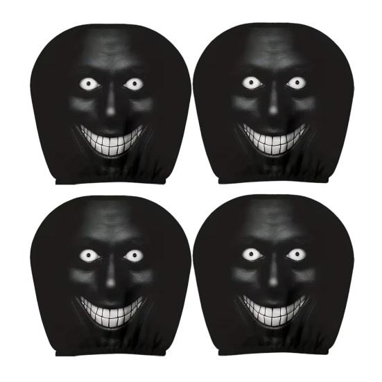 Funny Car Prank Gifts 4 Pcs Halloween Headrest Covers, Creepy Ghost Face Seat Decorative Protectors Protector, Universal Auto Decor for