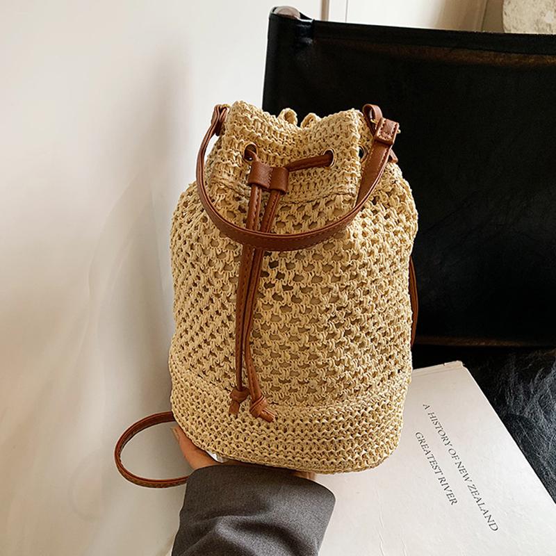 Vintage Summer Women Hand-Woven Rattan Straw Beach Wicker Crossbody Bags Female Handbag Purse Clutch Shopping Bags