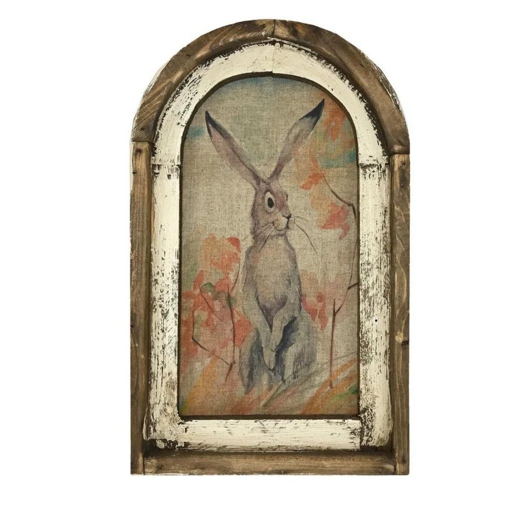 Rustic Wooden Vintage Wall Rabbit Decor | Farmhouse Bunny Art Decorations for Living Room, Home Office, and Nursery | Easter Bunny Posters, 2D