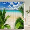 Высококачественные тканевые шторки для душа с принтом "Солнечный пляж", морской пейзаж, водонепроницаемые изделия, декор для ванной комнаты, с 12 крючками