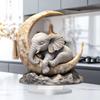 2D Flat Acrylic Elephant Lying On Moon Sculpture Ornament with Base Home Office Desktop Shelf Decors Art Gift