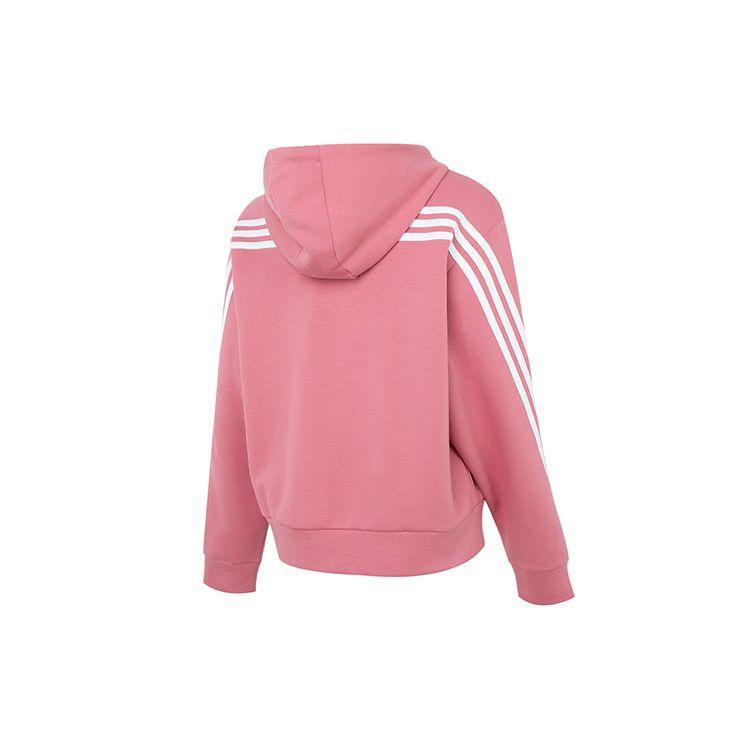 Adidas Полосатая повседневная куртка с капюшоном на молнии, женская верхняя одежда, розовая IB8513