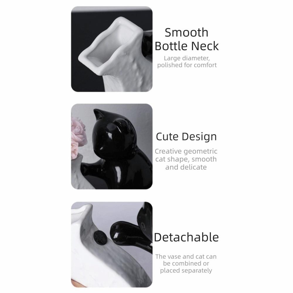 Cat Statue Cat Pushing Vase Unique Flower Holder Kitten with Tilted Flower Vase  Home Decor