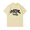 Men's 100% Cotton Crew Neck Short Sleeve T-Shirt, Casual Street Graffiti Letter Print Regular Fit Tees, Breathable Lightweight Tops for Daily Outdoor