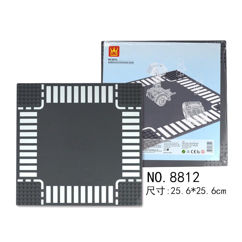 Городская дорога, улица, базовая пластина, прямой перекресток, изгиб, Т-образный перекресток, строительные блоки 8810 8811, совместимые с базовой пластиной, классические кирпичики.