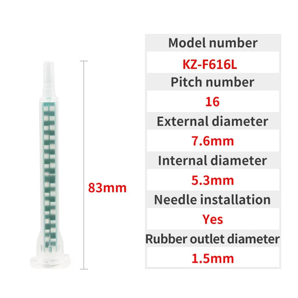 100pcs KZ-F616L Green and Gold Type Bayonet Base Mixing Tube,AB Glue Two-component Static Mixer Nozzle for 50ml Glue Gun