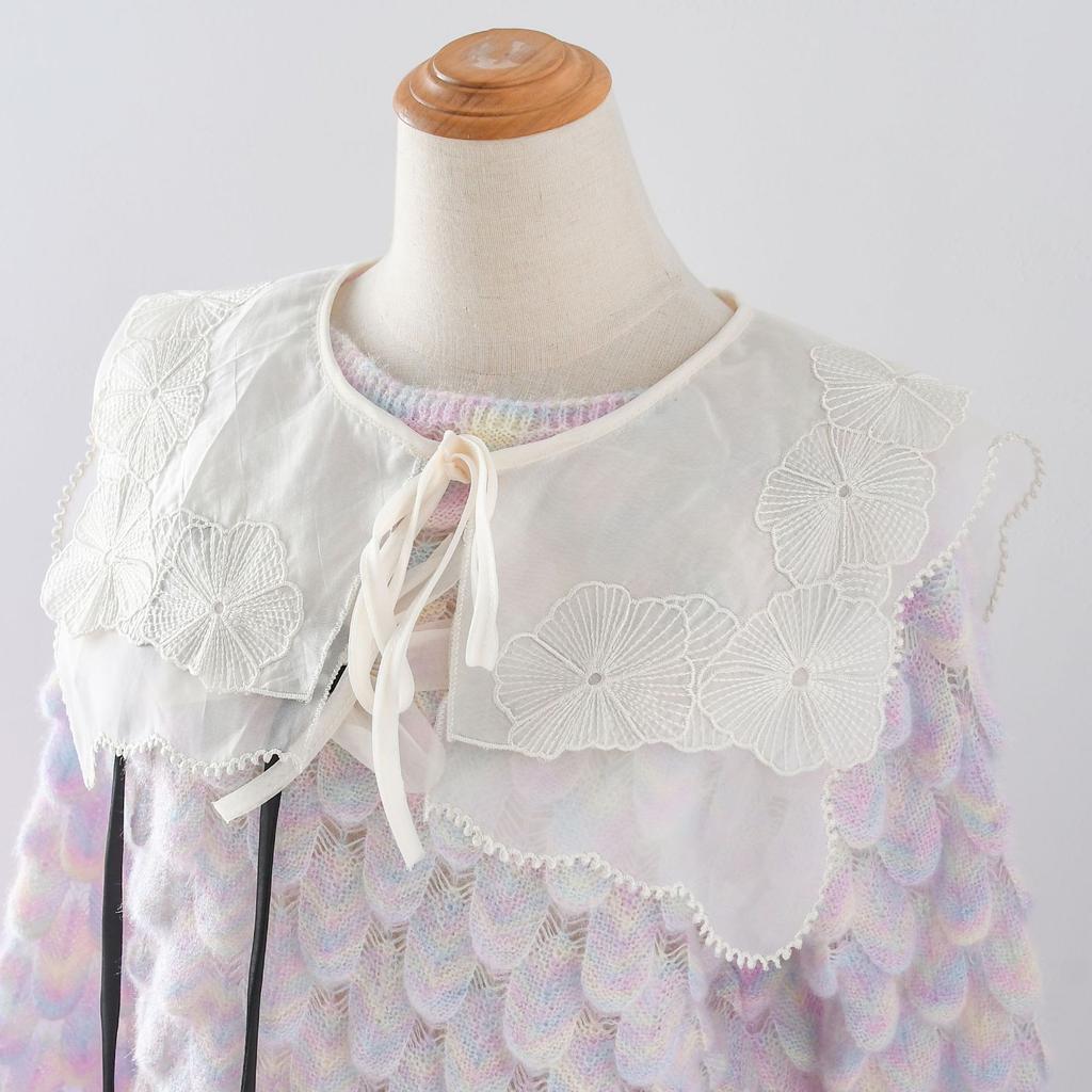 Женский съемный воротник из кружева с вышивкой, накидка-шаль на шнуровке, маленькая накидка, ложный воротник